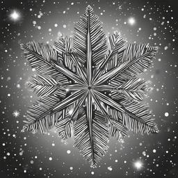 drawing of a snowflake with sparkles  minimal rough sketch scribbles,doodles,black and white