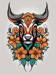 taurus flower tattoo  simple vector color tattoo