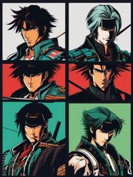 1990 Retro Anime Boy - Faces rogue AI in a cyber-samurai duel.  clipart style