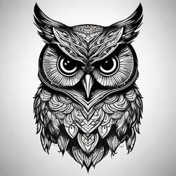 Dark Owl Tattoo Designs - Infuse mystery and allure with dark and captivating owl-themed tattoo designs.  simple color tattoo,vector style,white background