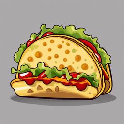 Taco clipart - taco with crispy shell and melty cheese  color,minimalist,vector clipart