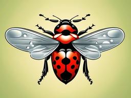 Ladybird clipart - ladybird with dew drops on its wings  color,minimalist,vector clipart