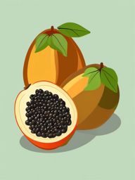 Pawpaw Clipart - Unusual pawpaw fruit with a tropical flavor.  color vector clipart, minimal style