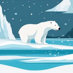 Polar Bear Clipart - Polar Bear swimming in the icy Arctic waters , minimal, 2d