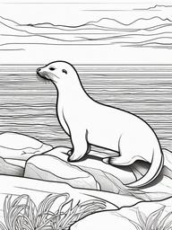 Sea Lion Coloring Pages - Playful and Sleek Ocean Mammal  black outline printable sheet, coloring page