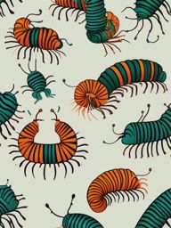 Millipede Clip Art - A millipede with numerous legs,  color vector clipart, minimal style