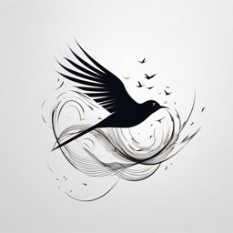 Swift Tattoo - Swift bird darting through the clouds  few color tattoo design, simple line art, design clean white background