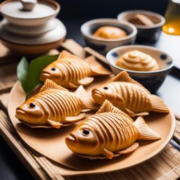 japanese taiyaki, fish-shaped pastries, savored at a traditional summer festival. 