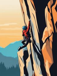 Rock Climber Ascending Sticker - Vertical challenge, ,vector color sticker art,minimal