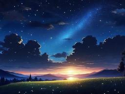 Starry Night Anime Background  ,desktop background wallpaper