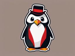 Penguin Magician Sticker - A penguin dressed as a magician, performing tricks. ,vector color sticker art,minimal