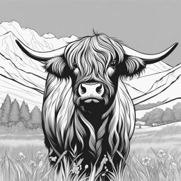 highland cows cute animals coloring page 