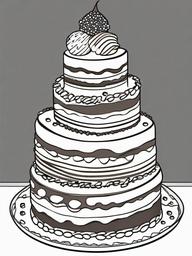 Cake Coloring Pages - Doughnut cake tower with sprinkles  simple coloring pages