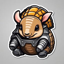 Armadillo Sticker - A cute armadillo with a protective armored shell. ,vector color sticker art,minimal