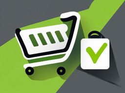 Shopping cart and checkmark icon - Shopping cart and green checkmark for completed purchases,  color clipart, vector art