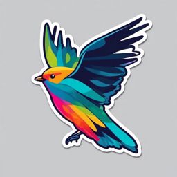 Bird Sticker - A colorful bird in flight, ,vector color sticker art,minimal