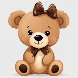 Bear clipart - cute teddy bear with a bow  