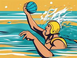 Water Polo Clipart - Water polo players battling for control.  color vector clipart, minimal style