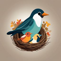 Bird Family clipart - A family of birds in a nest, ,vector color clipart,minimal