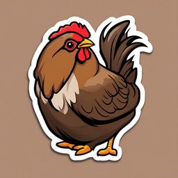 Cornish Hen cartoon - small, meat-focused chicken breed  cartoon sticker style