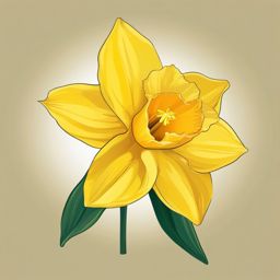 Daffodil Clip Art - A bright yellow daffodil in full bloom,  color vector clipart, minimal style