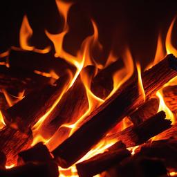 Fire Wallpaper - Crackling fire with glowing embers  sunset background