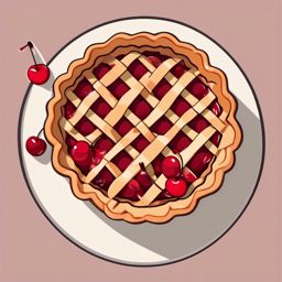 Cherry Pie with Lattice Clipart - A slice of cherry pie with a lattice crust.  color vector clipart, minimal style