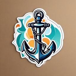 Anchor on Paper Sticker - Anchor illustration on a paper background, ,vector color sticker art,minimal