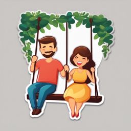Couple on a Swing Emoji Sticker - Swinging in the joy of love, , sticker vector art, minimalist design