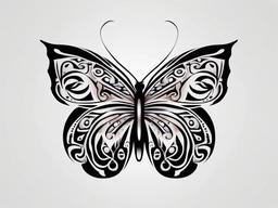 maori butterfly tattoo  simple color tattoo,minimalist,white background