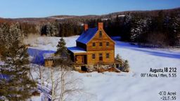 COLORIZED Photo Realistic 18th century farmhouse, 50 acres Augusta Maine (elevation of 0-121 feet), winter, January 17, 1744, snow on the ground 21.55 inches