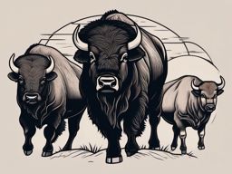 Bison family tattoo. Bonds of the prairie.  minimal color tattoo design