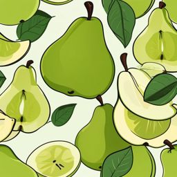 Pear Slices Clipart - Slices of ripe green pears on a plate.  color vector clipart, minimal style