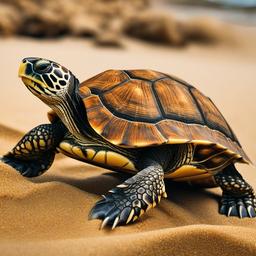 Turtle clipart - turtle resting on a sandy beach  