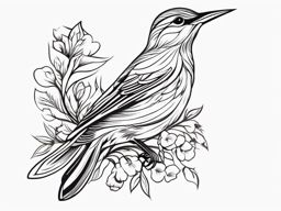 Lark Tattoo - Lark singing a melodious tune in the meadow  few color tattoo design, simple line art, design clean white background