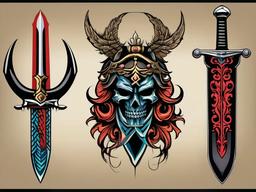 lived by the sword tattoo  simple vector color tattoo