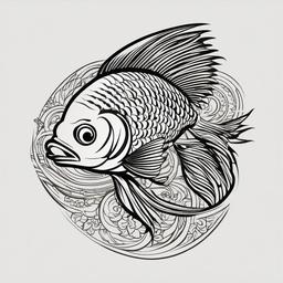 Fish Tattoo Small-Delightful and small tattoo featuring a fish, perfect for those who appreciate small and elegant designs.  simple color vector tattoo