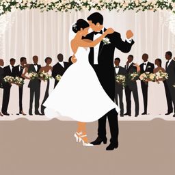 Wedding Dance clipart - Bride and groom's first dance, ,vector color clipart,minimal