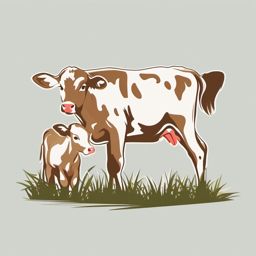 Calf clipart - Young calf exploring the farm, ,vector color clipart,minimal