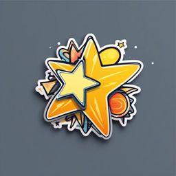 Shooting Star Sticker - Shooting star for wishes, ,vector color sticker art,minimal