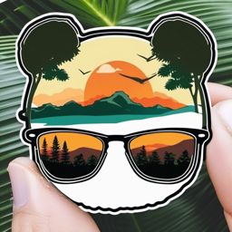 Sunglasses with Reflection in Nature Sticker - Sunglasses with a reflection of nature, ,vector color sticker art,minimal