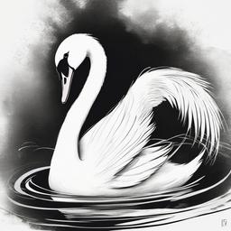 drawing of swan  minimal rough sketch scribbles,doodles,black and white