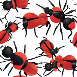 Red Velvet Ant Clip Art - A wingless female velvet ant,  color vector clipart, minimal style
