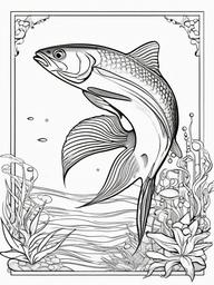 Remora Coloring Pages - Suction-Cup Clinging Fish  black outline printable sheet, coloring page