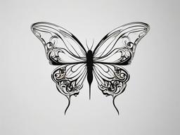 butterfly cross tattoo designs  simple color tattoo, minimal, white background