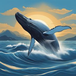 whale clipart: breaching gracefully in a vast ocean. 