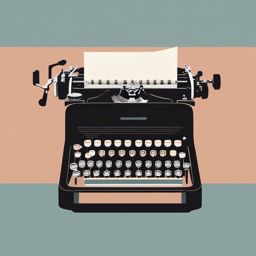 Retro Typewriter Clipart - A retro typewriter with keys waiting for the author's inspiration, a medium for timeless stories.  color clipart, minimalist, vector art, 
