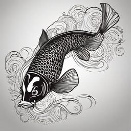Cool Koi Fish Tattoos-Bold and vibrant tattoos featuring cool and stylish Koi fish designs, capturing the beauty and symbolism of these iconic aquatic creatures.  simple color vector tattoo