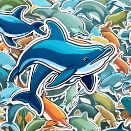 Dolphin Friends sticker- Ocean Conservation Pals, , color sticker vector art