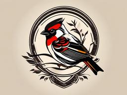 sparrow with banner tattoo  minimalist color tattoo, vector